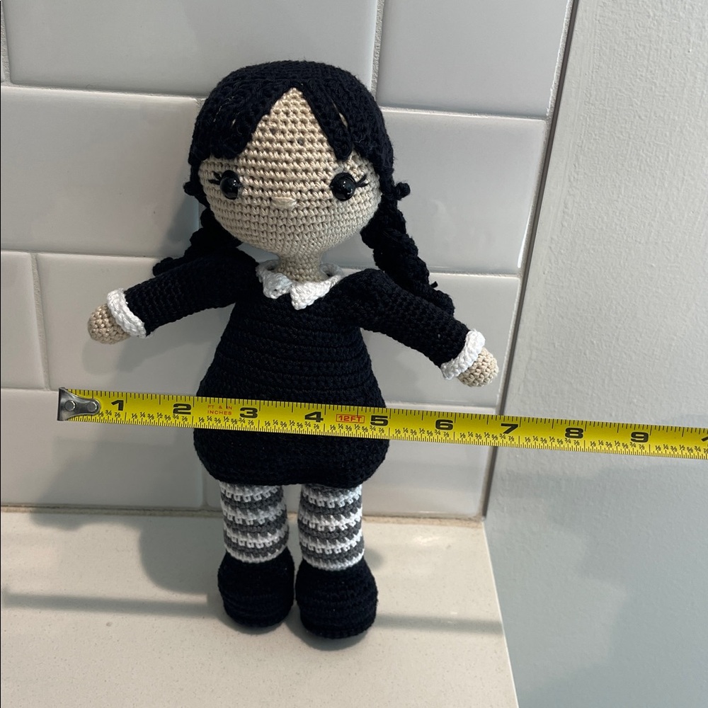 Handcrafted Wednesday Doll Crochet Decor Toy Addams Family - Picture 12 of 12
